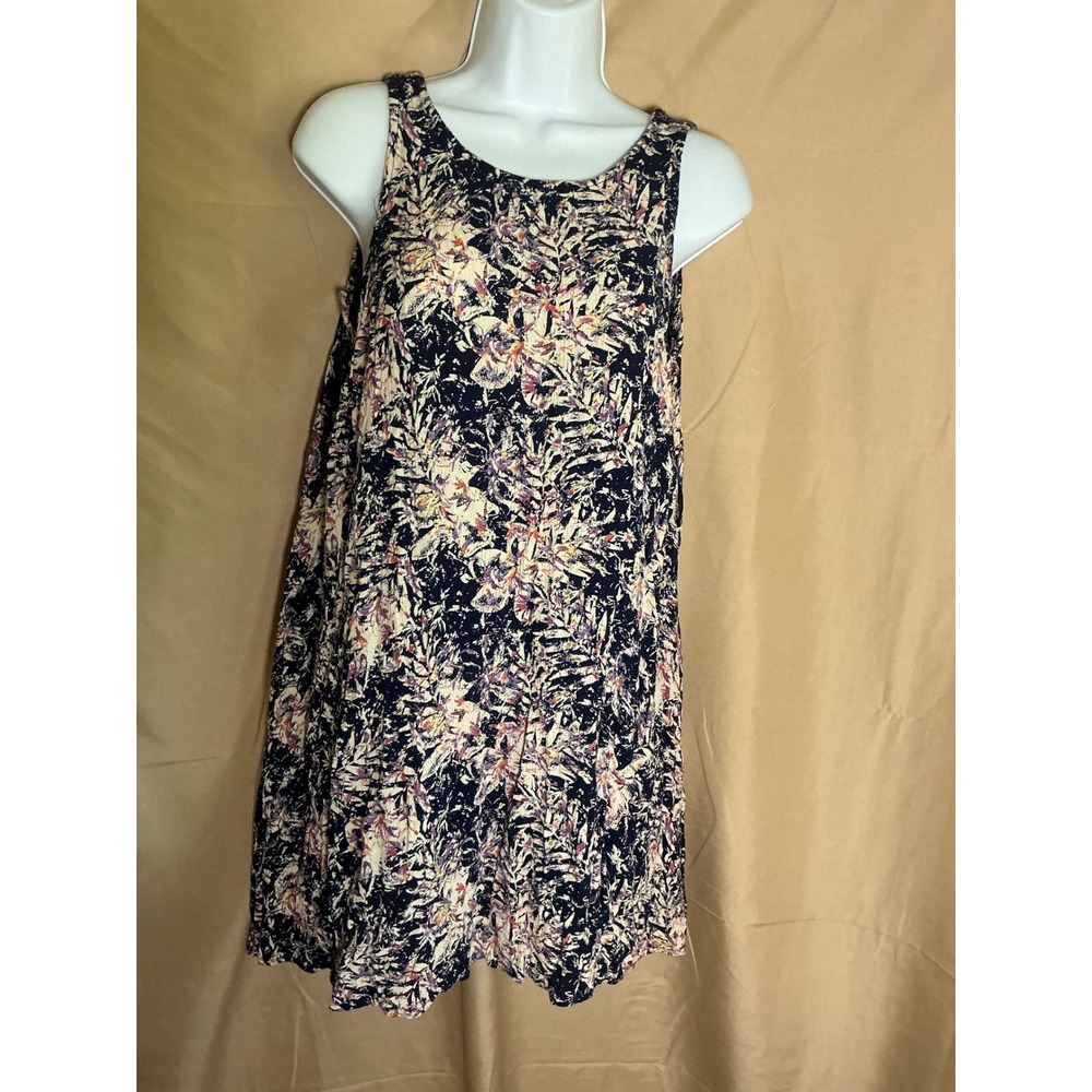 Roxy‎ Shift shirt  Dress Womens Medium Navy Blue Excellent Floral Tropical Palm